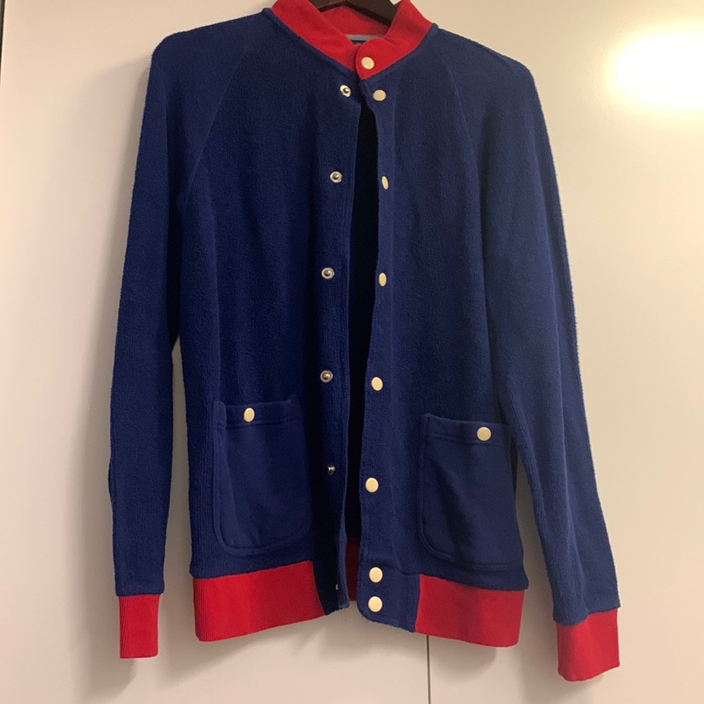 Mens red and blue sweater